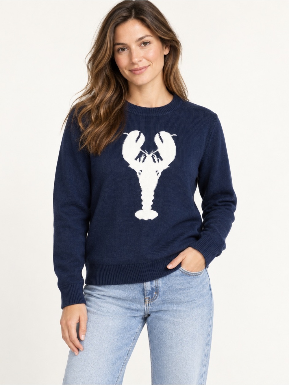 Long Wharf Supply Co. Lobster Crewneck Sweater – L/Fits M